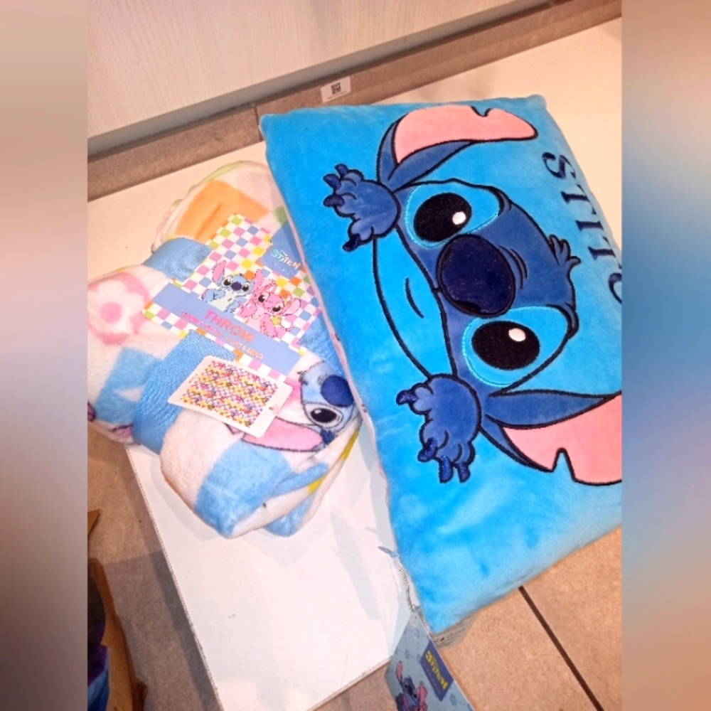 Stitch and Angel Throw and Pillow Set